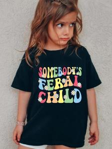 Girl's Letter & Floral Print Round Neck Tee, Casual Graphic Short Sleeve T-shirt for Summer, Toddler Girls Top, Kids Summer Clothes for Daily Wear, Girl's Clothes, Kids Clothes Girls, Graphic Fashion Tee