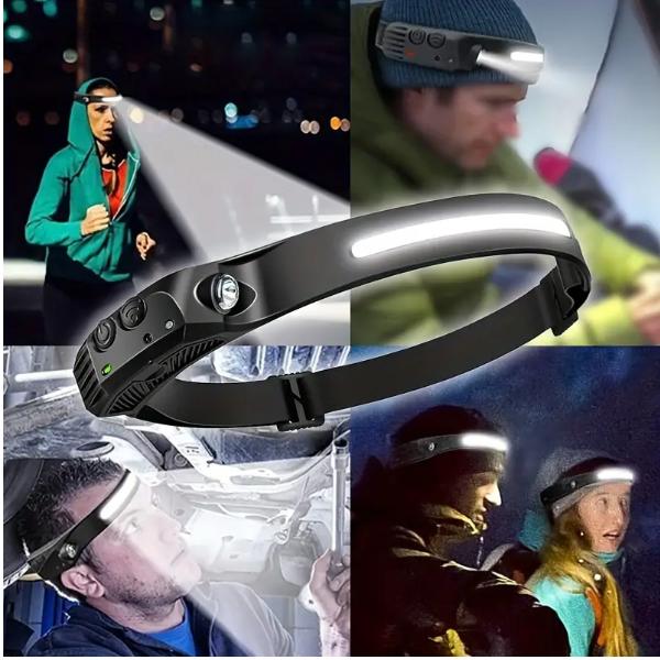 Rechargeable Headlamp, Led Light, Rechargeable 230 Wide Head Lamp with Motion Sensor for Adults,Outdoor Night Running & Car Reparing, 230 Degree Wide Beam Headlights 2