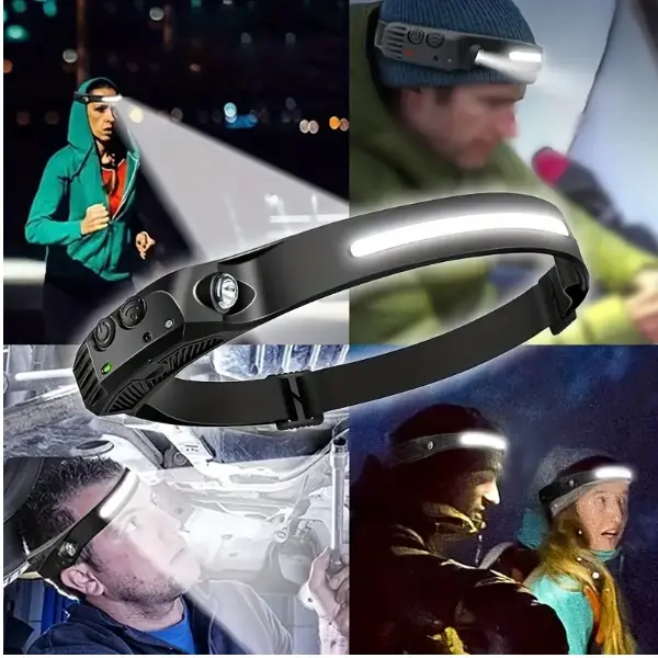 LED Headlamp Ultra-Bright 230° Beam Motion Sensor Rechargeable 12 Months Warranty Hands-Free Lighting for Adults Outdoor Night Running & Car Repairing 2