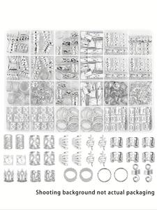 Solid Color Hollow Out Hair Rings Set, Hip-hop Punk Style Dreadlock Hair Rings  for Women, DIY Hair Clips for Braided