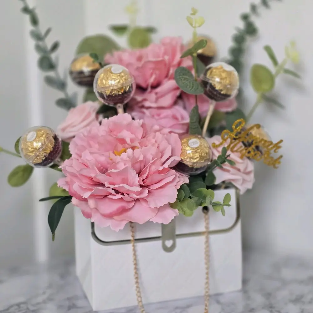 Everlasting Pink Flowers in Gift Bag– A Luxurious Keepsake Bouquet