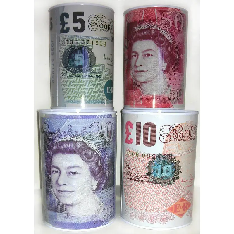 Money Box Tin £5 £10 £20 £50 Pound Note Design Kids Saving Cash PIggy Bank Box N Decor Ornaments 2