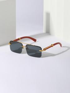 Half Frame Double Beam Tinted Lens Sunglasses with Free Case, Fashionable Sunglasses for Outdoor, All-match Sunglasses for Everyday Use