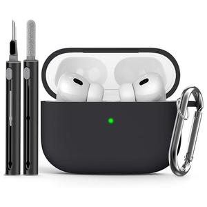 Silicone Earphone Case with Cleaner Kit (Case Only), Soft Silicone Protective Case for Apple AirPod Pro 2nd/1st Generation, Earphone Accessories with Keychain, Audio