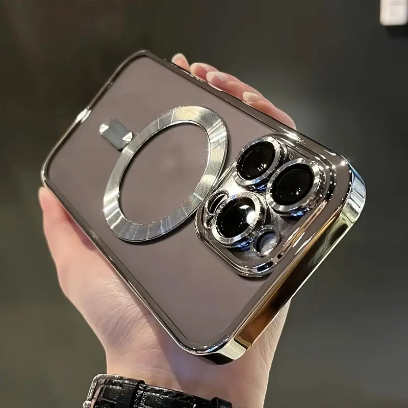 Wireless Charging Shockproof iPhone Case - High-Quality Electroplated Magnetic Absorption with Clear TPU Material - Includes Lens Film Protector 3
