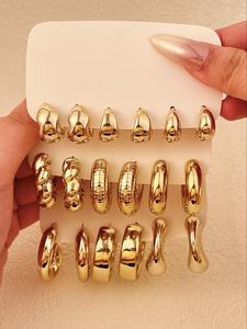 Women's Elegant Twist Design Hoop Earrings, High Quality Earrings, Trendy Exquisite Textured Metal Design Hoop Earrings, Chic Gorgeous Jewelry As Gift for Girlfriend