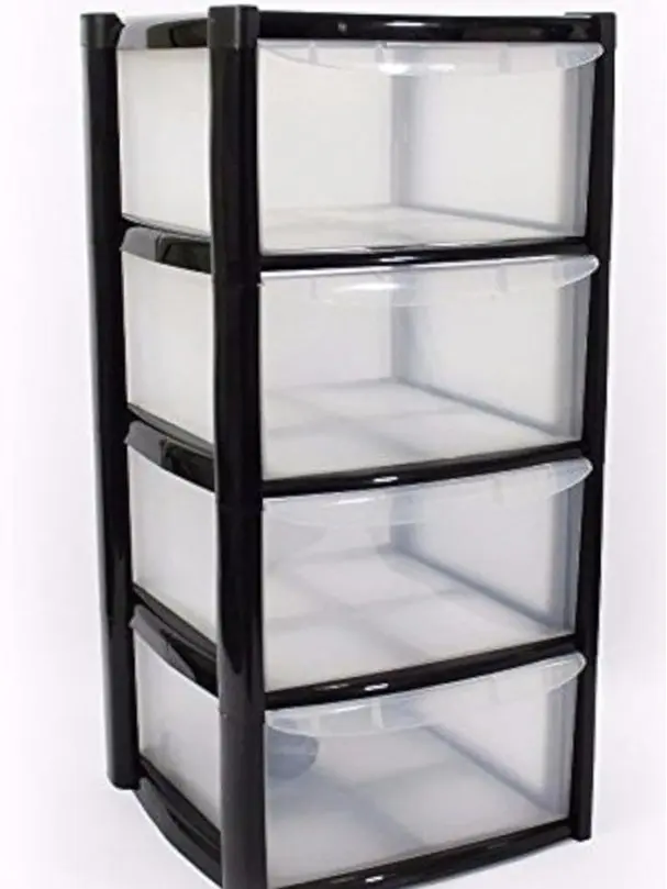Plastic Storage Drawers - Large - 4 Drawers Organiser Racks