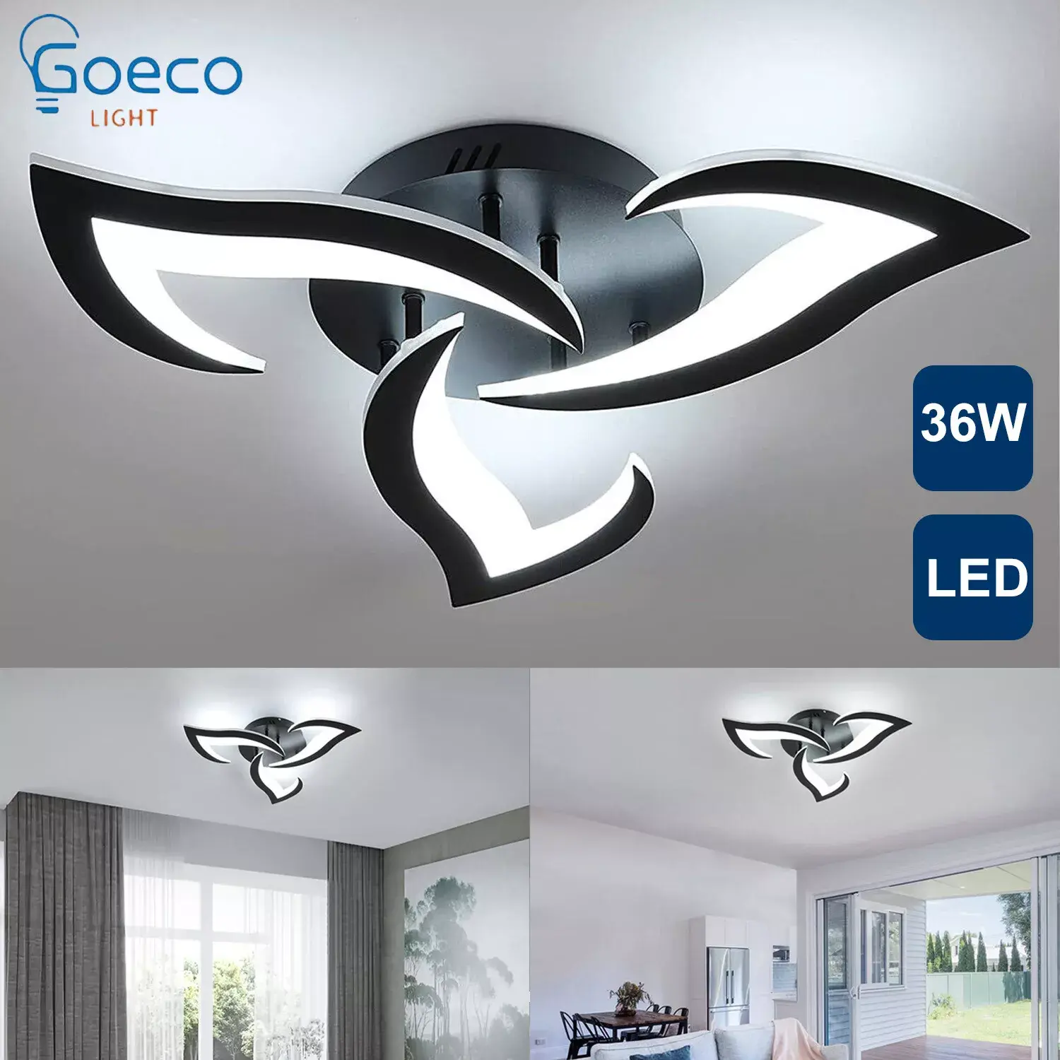 Modern 36W Ceiling Light Cold White LED Chandelier Flower Bedroom Living Room