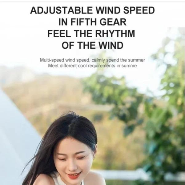 USB Handheld Mini Foldable Neck Hanging Fan 5-Speed Rechargeable 2