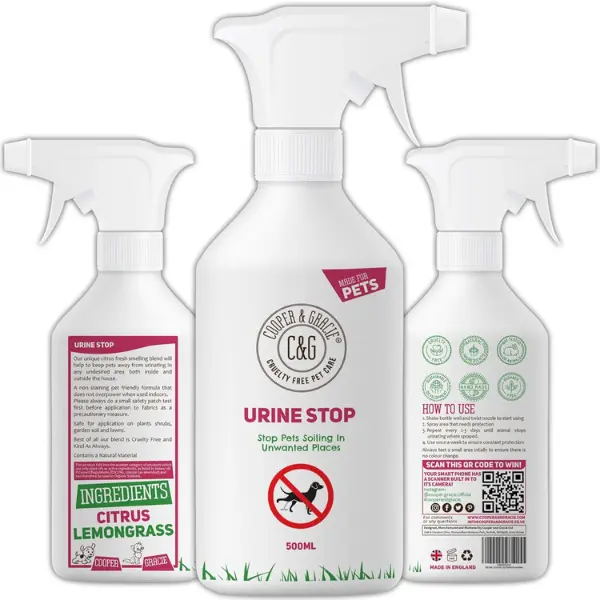 Urine Stop Spray for Cat and Dog Repellent | Stop Cats and Dogs Repeat Marking Indoors and Outdoors | Natural Enzyme Urine Destroyer 500 ML