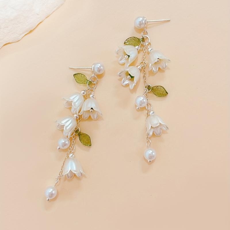 Charming Lily of Valley Dangle Earrings - Handmade Resin Jewelry for Her - Stylish, Lightweight & Eye-Catching Design - Perfect Vacation Accessory or Special Gift for Women 1
