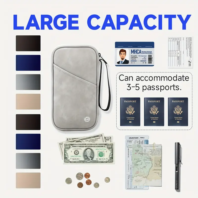 Passport Holder Case, RFID-blocking Passport Holder, Waterproof Passport Storage Bag, Travel Document Organizer, Credit Cards Case, Travel Wallet. Stain-Resistant Travel Organizer with Multiple Compartments, Sleek and Durable Daily Use 2025 Trendy Bag. 1