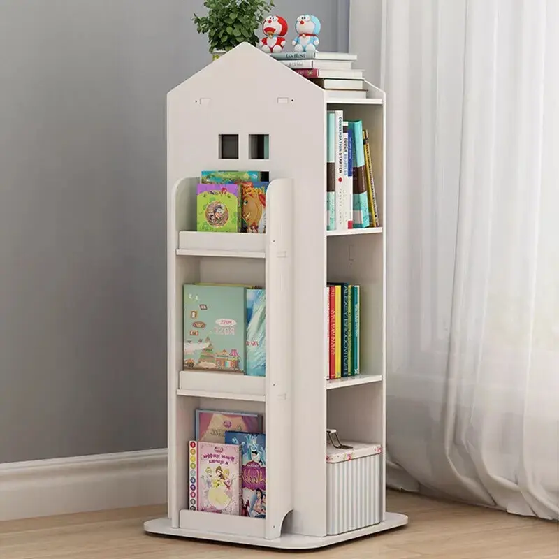 3 Tier Kids Bookshelf Castle Display Bookcase Toys Book Storage 360° Rotary uk+