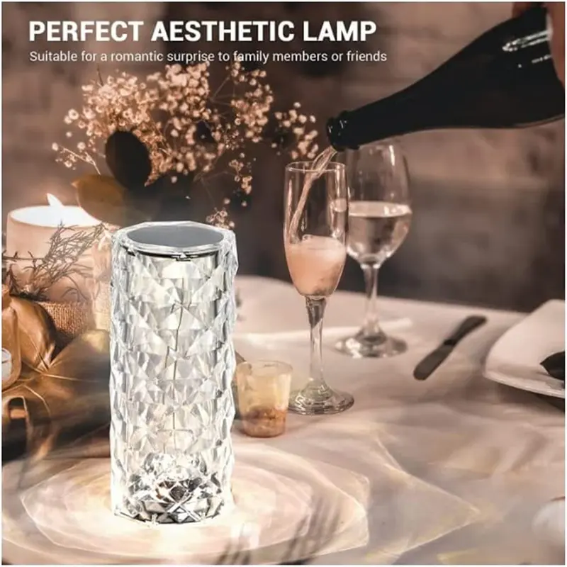 Touch Crystal Lamp 16 Color Changing RGB Night Light Remote USB Romantic LED Rose Diamond Living Room Valentines Day Nightlight 5