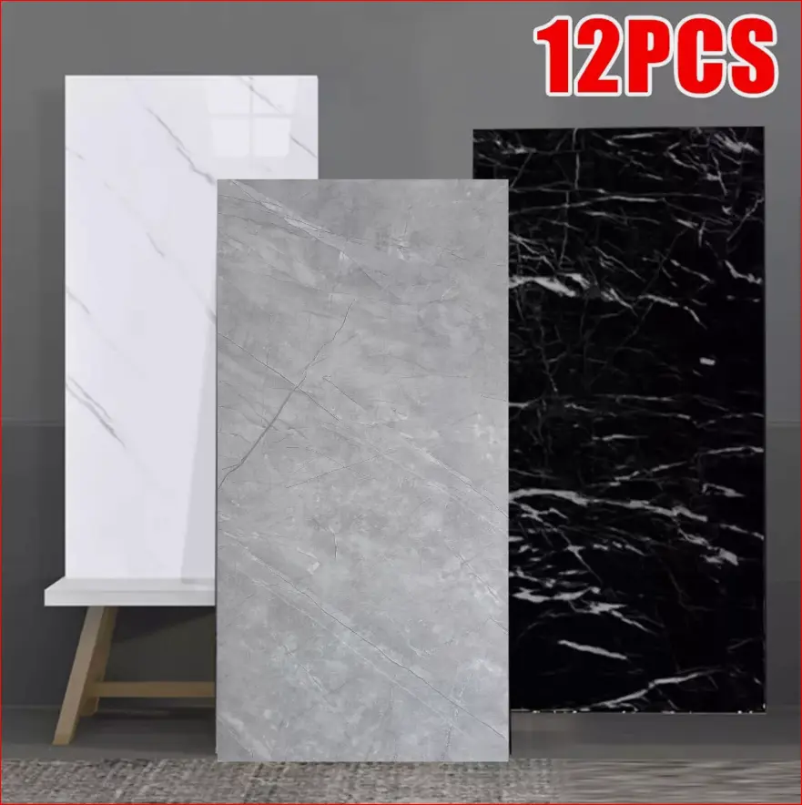 Self-Adhesive Marble Tiles Wall Sticker for Kitchen, Bathroom and Sitting Room Decor 12x30cm by 60cm