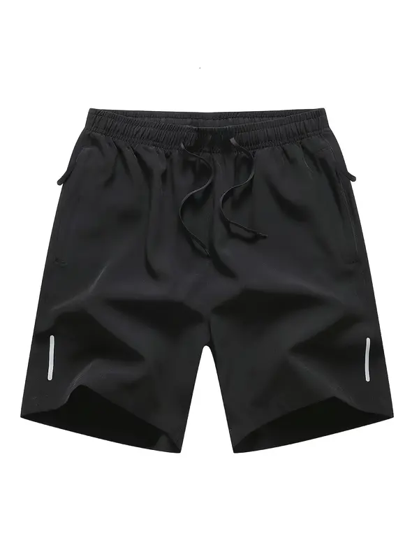 New summer men's breathable quick-drying 3-pack sports shorts - drawstring design + anti-theft zipper pocket black technology fabric essential equipment for hiking and running" 5