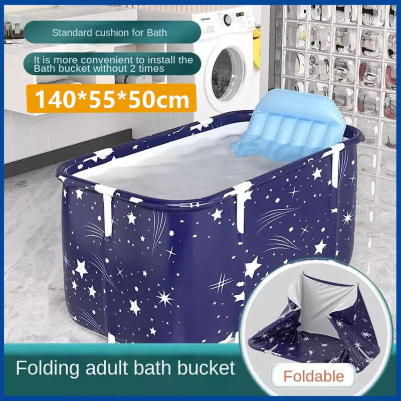 Bathtub Folding Portable Bath Tub Adult Kids Warm Home Spa Soaking Barrel PVC 0