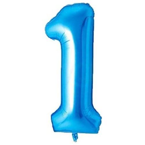 Balloon 1st Birthday Number 1 Blue XXL Giant Foil Balloon 40” Birthday Decoration for Boy, Float with Helium 3