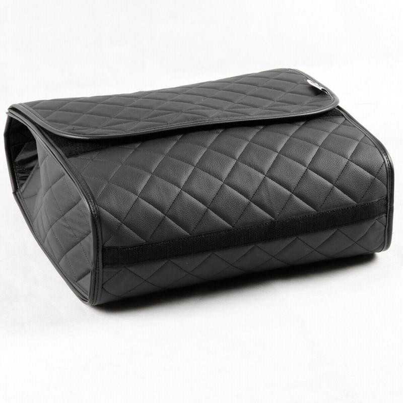 COMPATIBLE WITH CLASSIC MINI - Boot Tidy Organiser Compact Storage Car Trunk Anti Slip Bag Leather Square Quilted Black - Gift Idea 5