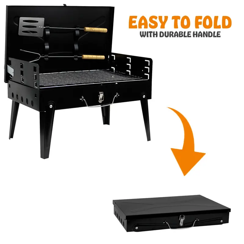 Portable Folding Charcoal BBQ Barbecue Camping Grill Travel Picnic Outdoor  UK 1
