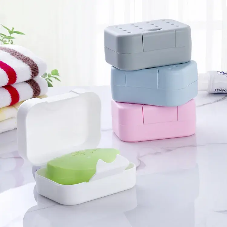 Product Introduction of New Travel Soap Dish Box Case Holder Hygienic Easy To Carry Soap Holder Box Home Storage Organizer with Strainer Sponge White 6
