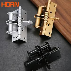 Automatic Door Closing Spring Leaf Mounting Hinge, 1 Count Right Angle Locator, Multifunctional Door Closer Includes 8 Screws, Easy to Install and Adjust
