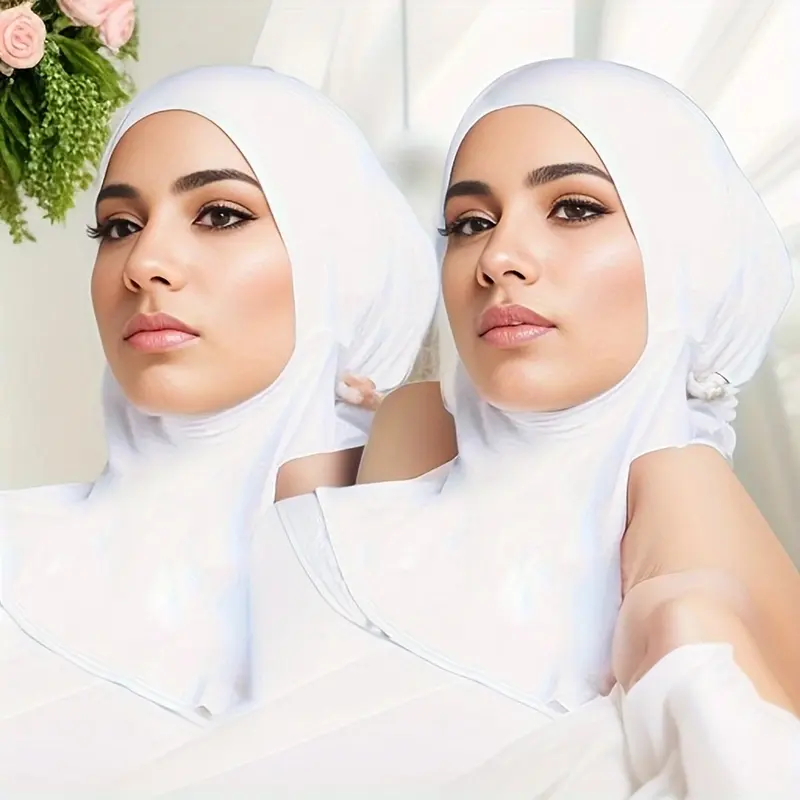 2pcs Thin Breathable Elastic Turban Cap - Hijab Cap Ramadan Hat Elegant Style Muslim Head Wrap Gifts For Eid 2