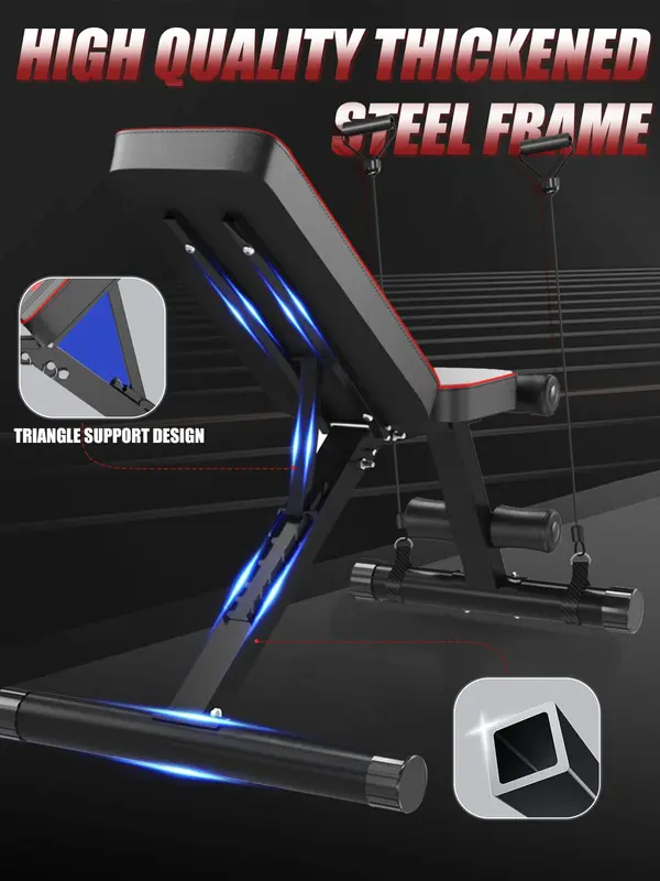 YOLEO Adjustable Weight Bench - Utility Weight Benches for Full Body Workout, Foldable Incline/Decline Bench Press for Home Gym 4