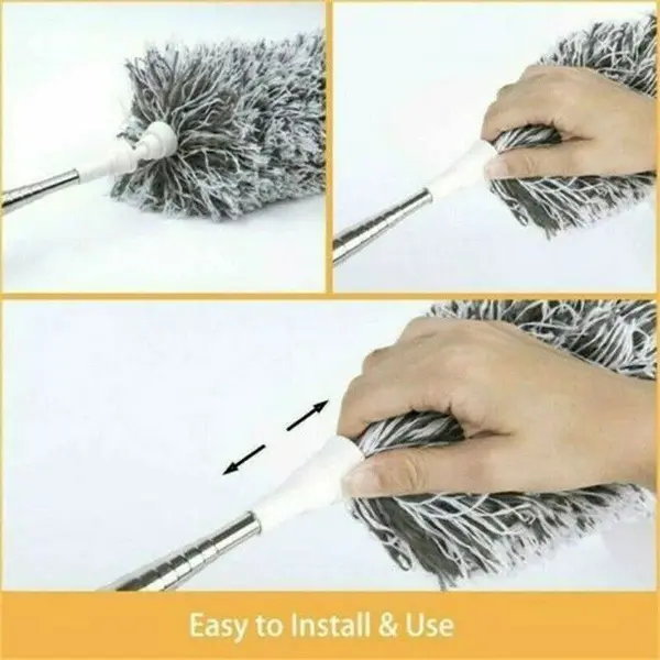 280cm Extendable Microfibre Duster for High Areas - Telescopic Dust Brush - Hand, Cleaning 8