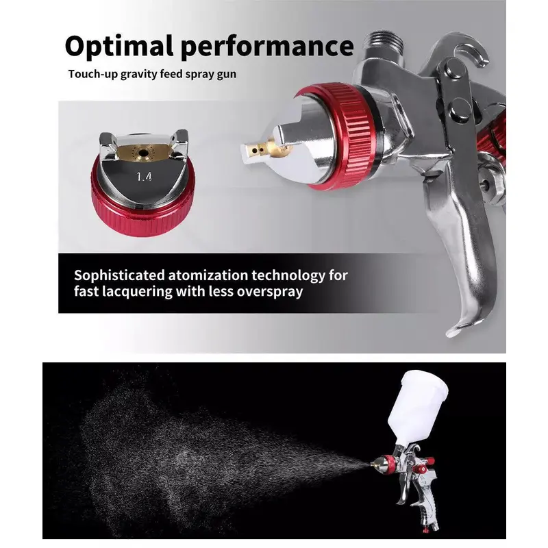 Spray Gun Paint Gun Kit HVLP Gravity Feed Air 1.4mm 1.7mm 2mm 3 Nozzles Set UK 1