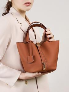 Women's Solid Color Split Leather Handbag, Fashionable Large Capacity Shoulder Bag for Daily Used, Casual Trendy Versatile High-quality Daily Commuting Bag