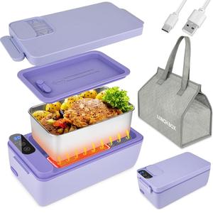 Rechargeable Electric Lunch Box, Portable Food Heater, LCD Digital Display Food Heating Box, Household Kitchen Appliances for Car/Truck/Work/Home, Kitchenware, Gift