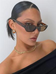 Women's Trendy Leopard Pattern Fashionable Frames Sunglasses, Vintage Casual Frames Rectangular Sunglasses for Everyday Use, Fashion Accessories for Outdoor Activities, Leopard Print Sunglasses for Women, Stylish Glasses