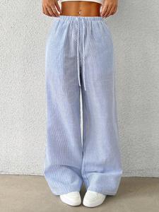 Women's Striped Print Loose Pants, Casual Comfy Wide Leg Trousers for Summer, Women's Bottoms for Daily Wear, Womenswear, Baggy Wideleg