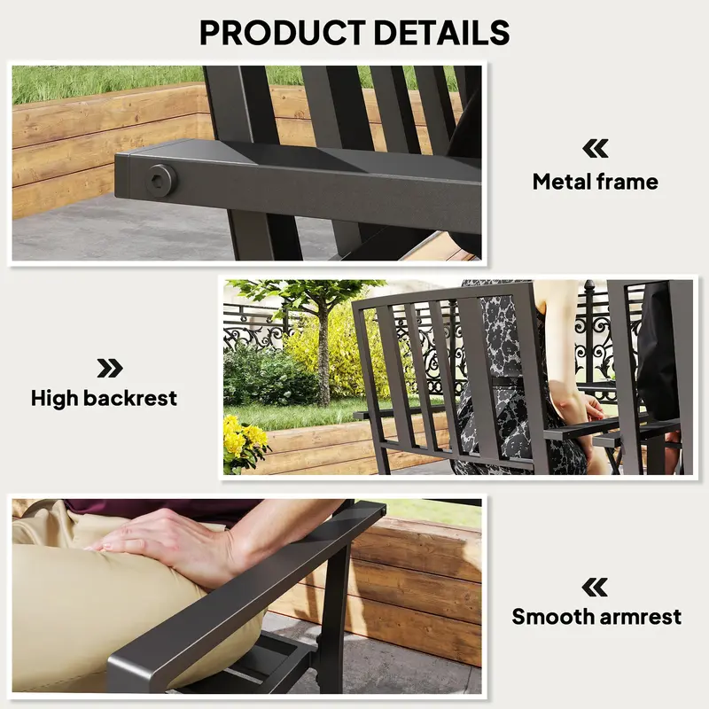 Outsunny Set of Four Minimal Metal Garden Chairs - Black 5