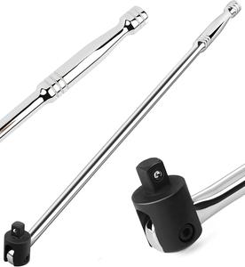 Autojack Silver Chrome 600mm 1/2" Square Drive Breaker Bar with Flexi Knuckle - Heavy-Duty Chrome Vanadium Steel - Silver Car Mechanics Tool