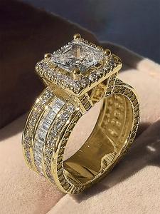 Elegant Artificial Zircon Decorated Unique Statement Ring, Solitaire Engagement Rings, Fashion Accessories for Women, Trendy All-match & Exquisite Vintage Rings Jewelry for Birthday Gift, Unique Elegant Exaggerated Ring