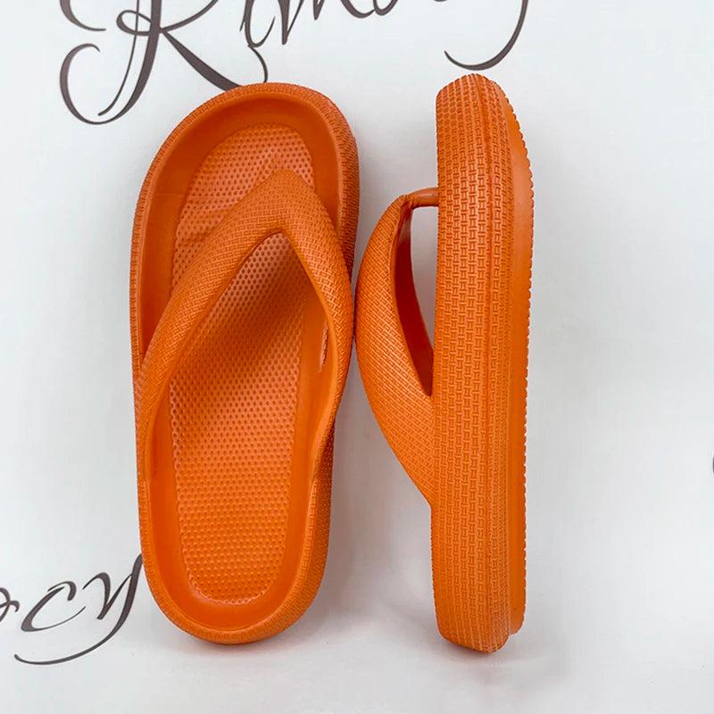 Rimocy Soft Sole EVA Women's Flip Flops 2023 Summer Beach Non-slip Cloud Slippers Women Thick Platform Clip Toe Bathroom Slides 3