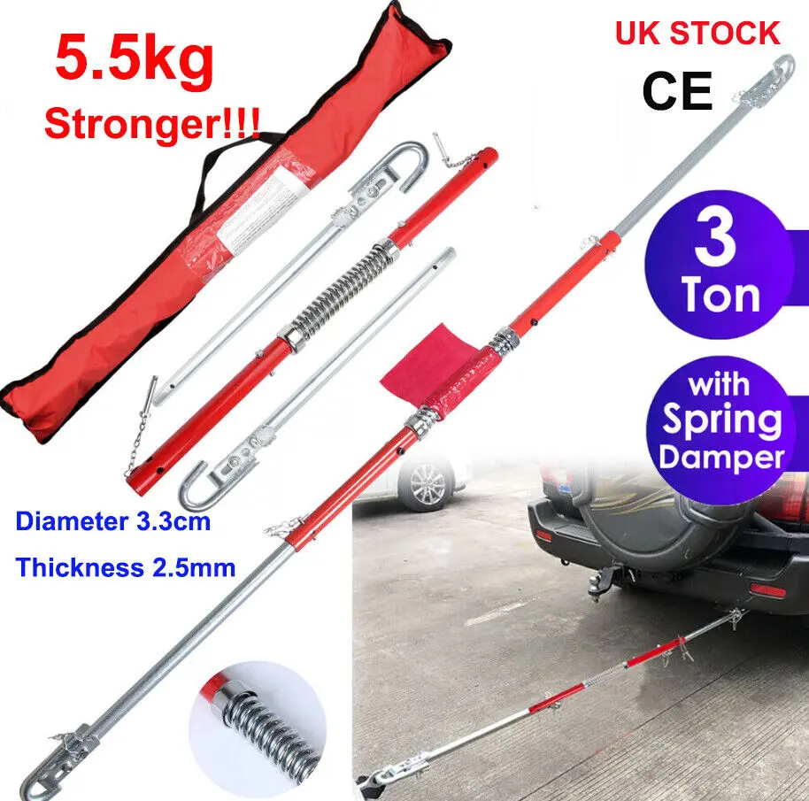 3 Ton Vehicle Recovery Tow Pole 5.5kg Ridged Towing Bar for Car Vans SUV TUV