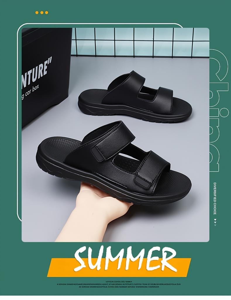 Product Introduction of Men's Vintage Breathable Sandals, Trendy Slip On Shoes For All Seasons, Solid Color Slippers For Outdoor Activity Beach Vacation 0