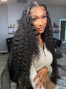 30 Inch Black Long Curly Lace Front Wigs for Women, Gorgeous Fluffy Human Hair Wigs, Pre Plucked Glueless Put on and Go Wigs for Party, Daily Use