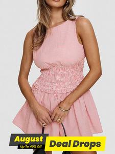 Women's Striped Print Tank Dress, Sleeveless Casual Chic Dress for Summer, Ladies Clothes for Daily Wear, Casual Elegant Classy Sundress, Womenswear