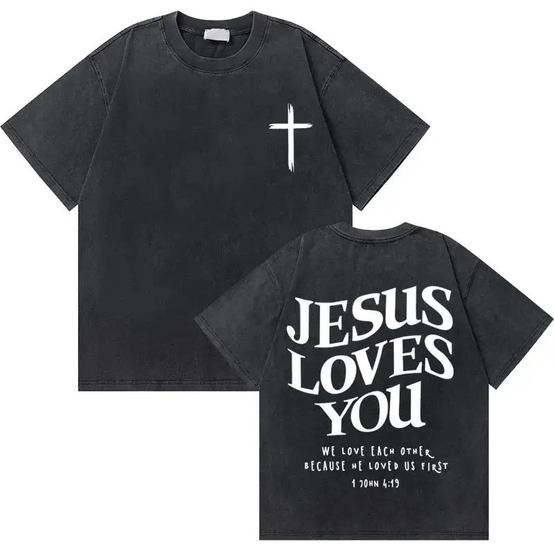 Black Washed Vintage Christian Oversized T Shirt 4