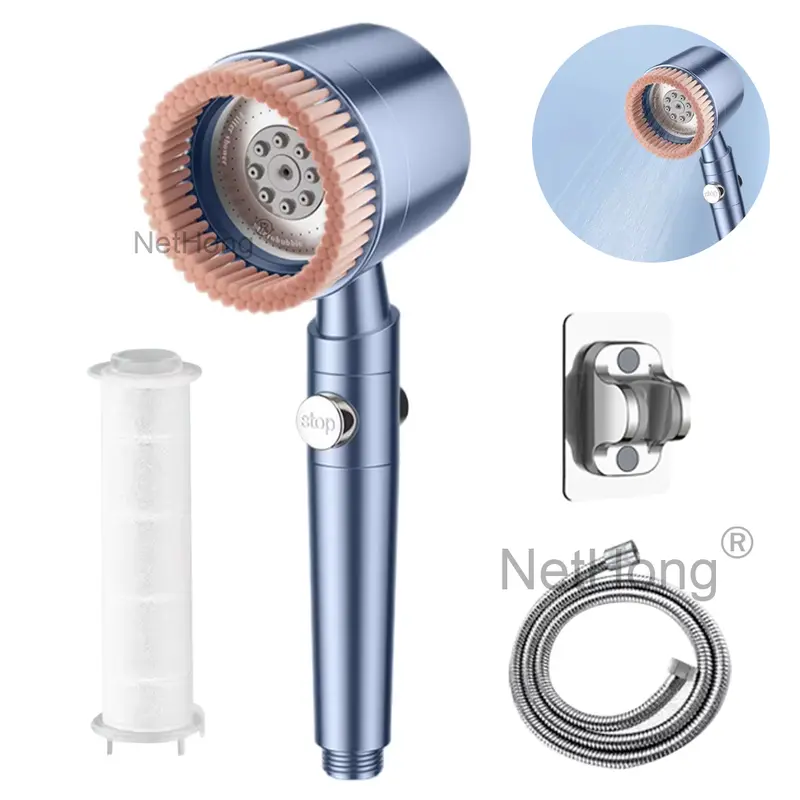 Massage Shower Head High Pressure 3 Modes Water Saving Body Scalp With Filter UK 8