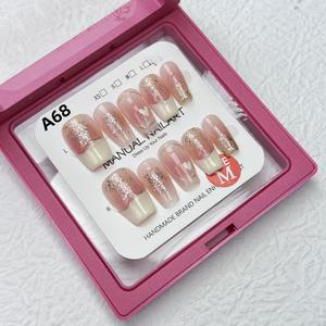 French gold powder heart-shaped classic and versatile nail art, detachable and press on nails press  nails miffy  nails miffy  nails short  press  nails