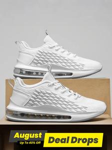 Men's Colorblock Lace Up Running Shoes, Casual Sporty Breathable Comfortable Air Cushion Sneakers, Outdoor Sports Running Shoes for Daily Wear, Fashionable Running Shoes