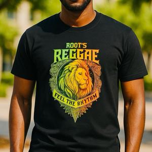 Roots and reggae music themed crewneck T-shirt graphic tee ladies tshirt