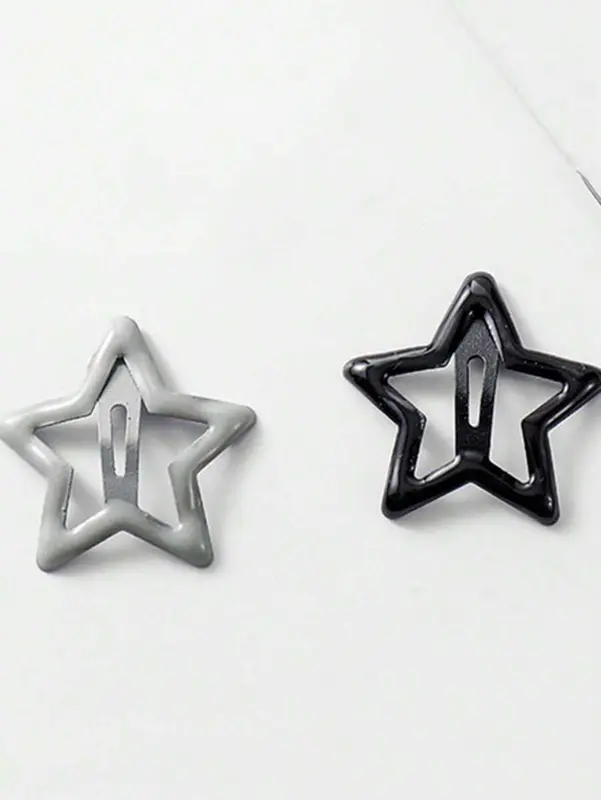 Street 10pcs/Set Women's Red Oil Drop, Star, Waterdrop Pattern Back Head Hair Clips, Suitable For Daily, Home, Commuting And College Outfit Decoration, Simple And Cute Style 3
