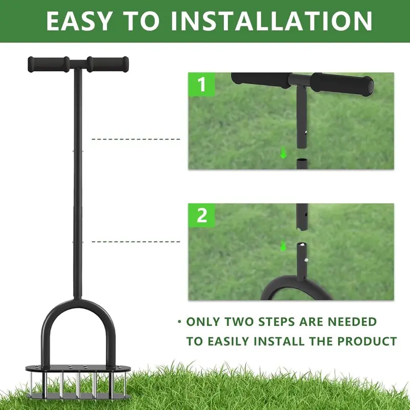 Lawn Aerator Spikes Aerating Tool, Manual Aeration Tools with Padded T-Handle, Wide Foot Plate, 15 2.8 Inch Solid Steel Spikes, Yard Aerators for Lawn Yard & Garden 3