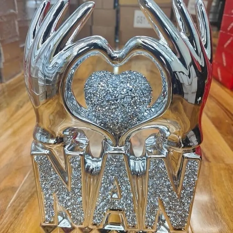 Crushed Diamond Crystal NAN Heart Ornament, Handmade Home Decor, Bedroom/Living Room 2
